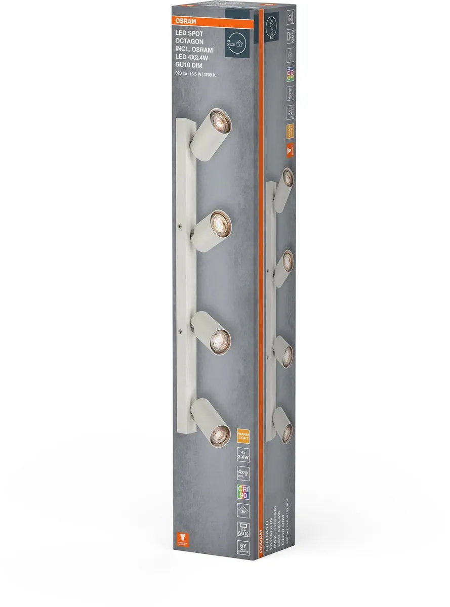 Osram LED Spot Octagon GU10 4x3,4W - 920lm - Warm wit