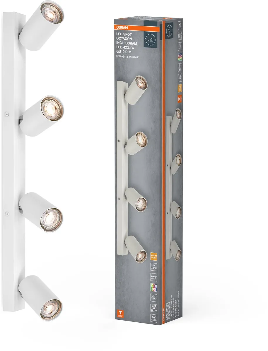 Osram LED Spot Octagon GU10 4x3,4W - 920lm - Warm wit