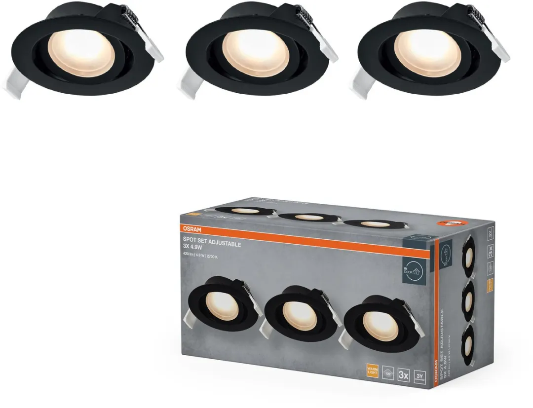 Osram Spot Set LED Inbouwspot 4,9W 2700K - 3 Stuks