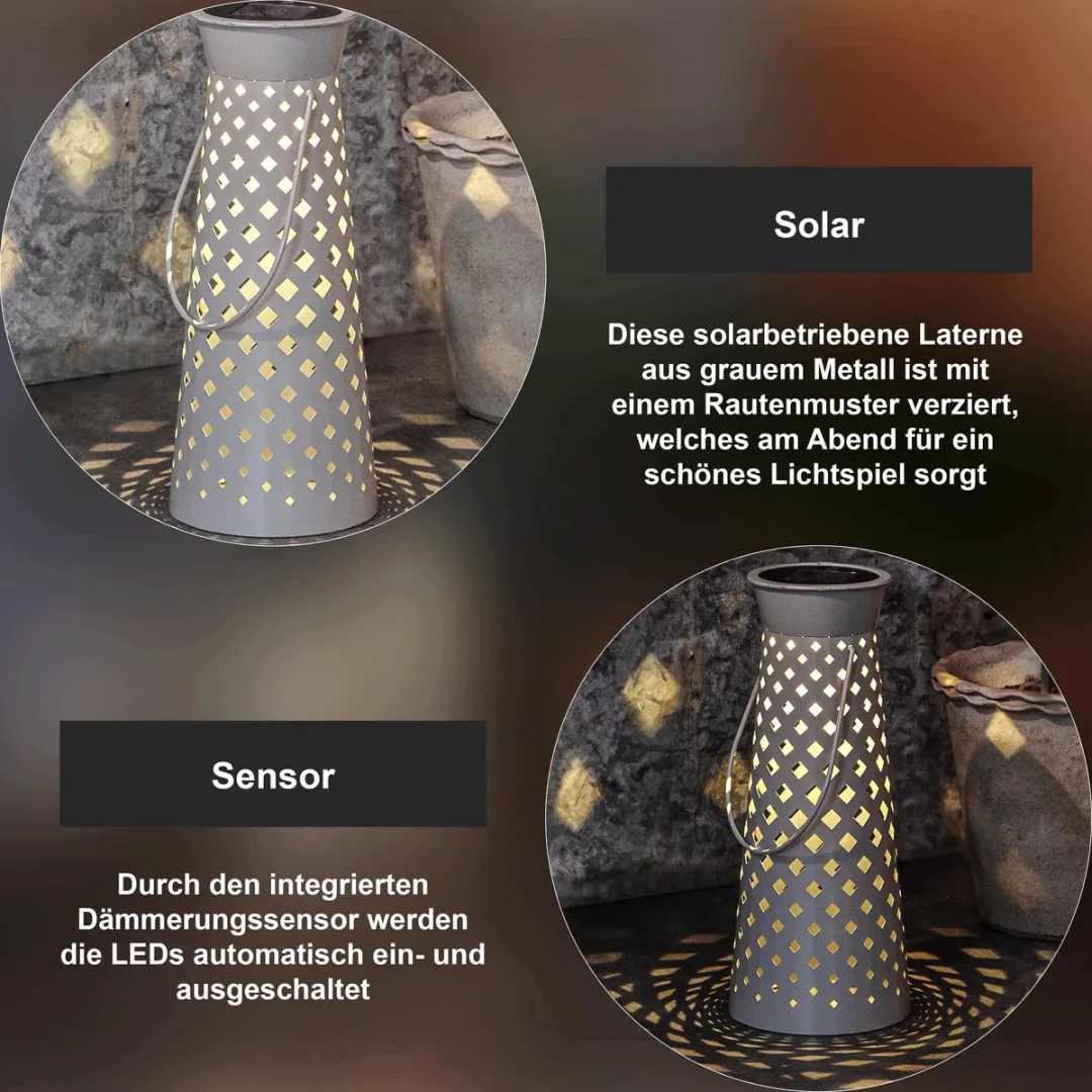 Star Trading Romby Outdoor Zonnelantaarn - 13x32cm - Grijs