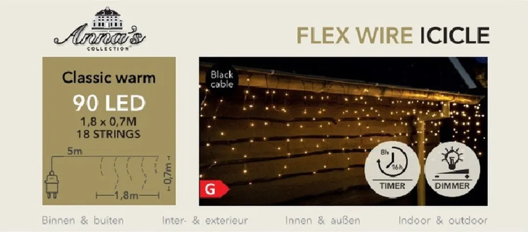 Anna's Collection IJspegelverlichting 90 LED Warm Wit 180x70cm