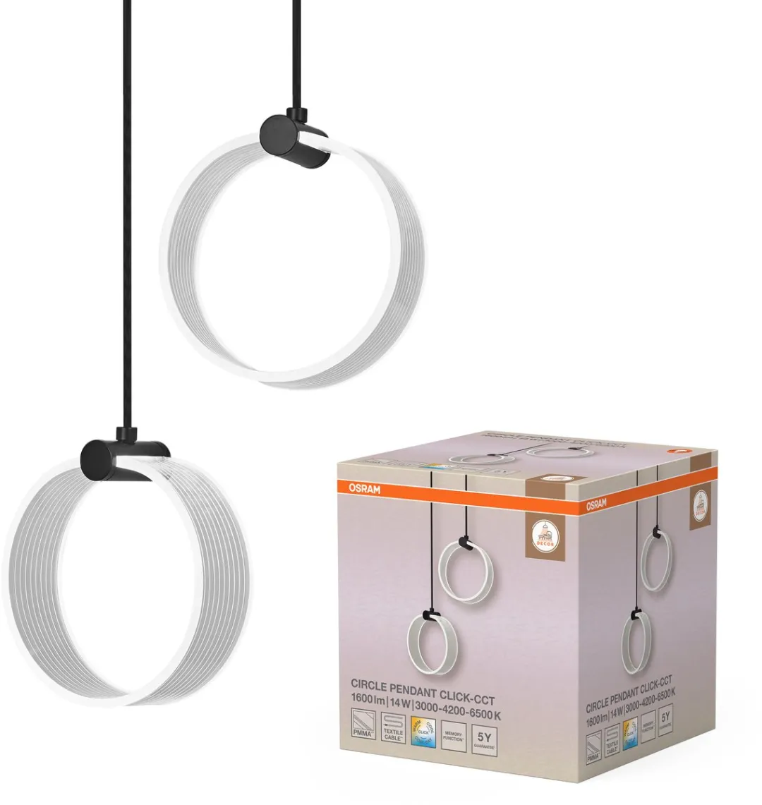 Osram Decor Circle 2XPendant PL 14W LED Hanglamp - Zwart