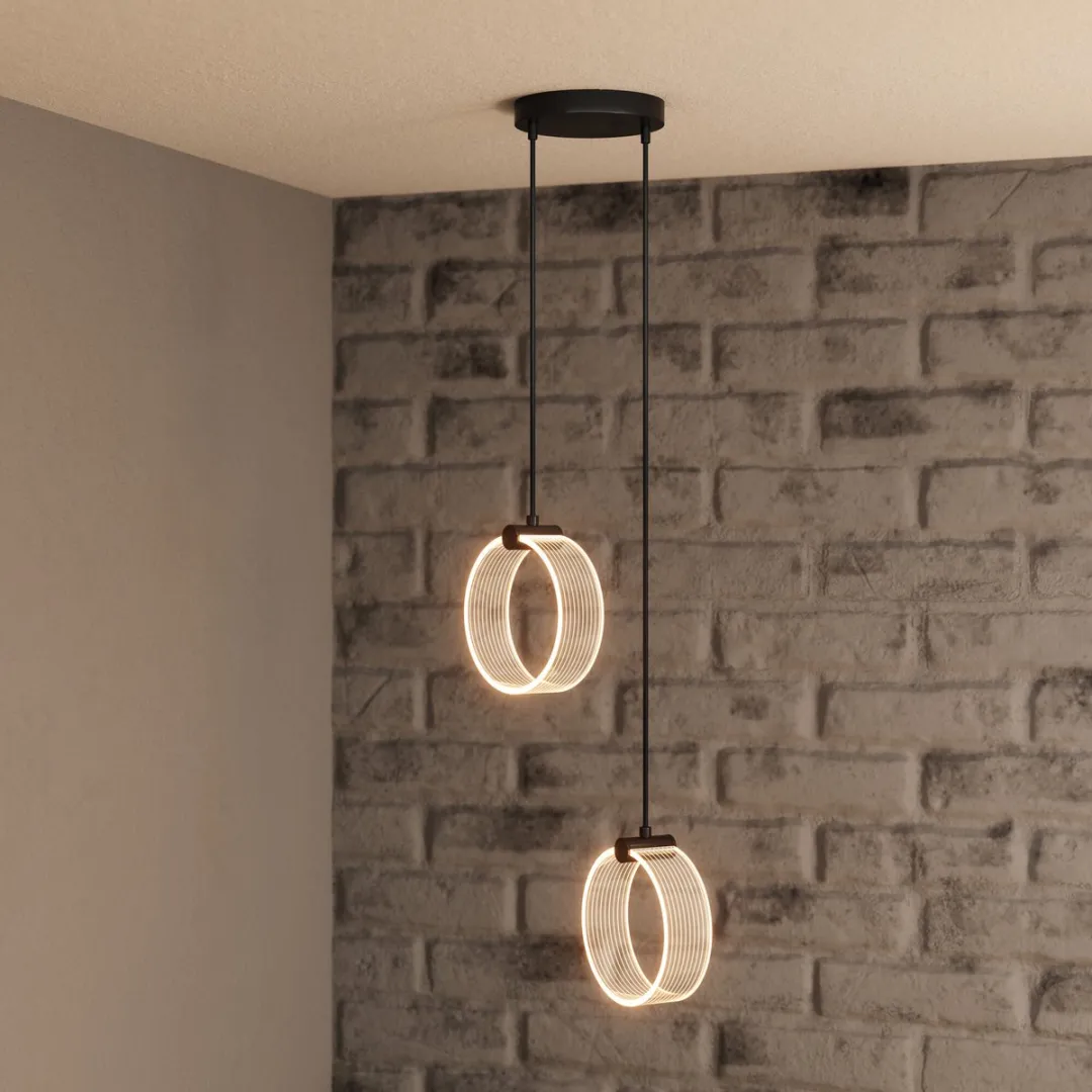 Osram Decor Circle 2XPendant PL 14W LED Hanglamp - Zwart - afbeelding 6 van 6