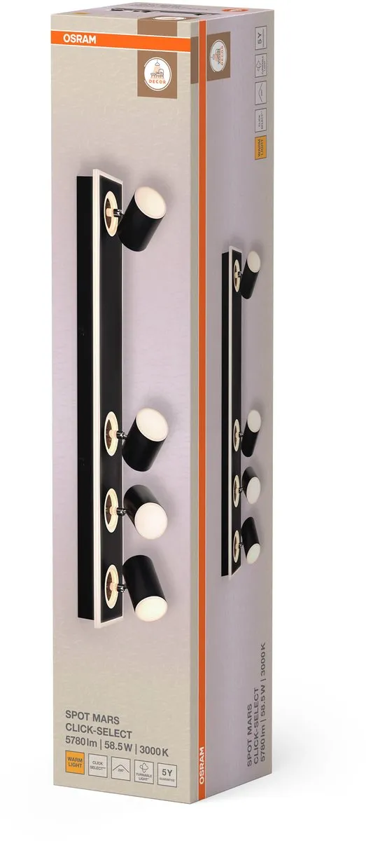 Osram Decor Spot Mars CLICK-SELECT Black 4 Spot - 1800lm Warm Wit - afbeelding 6 van 6