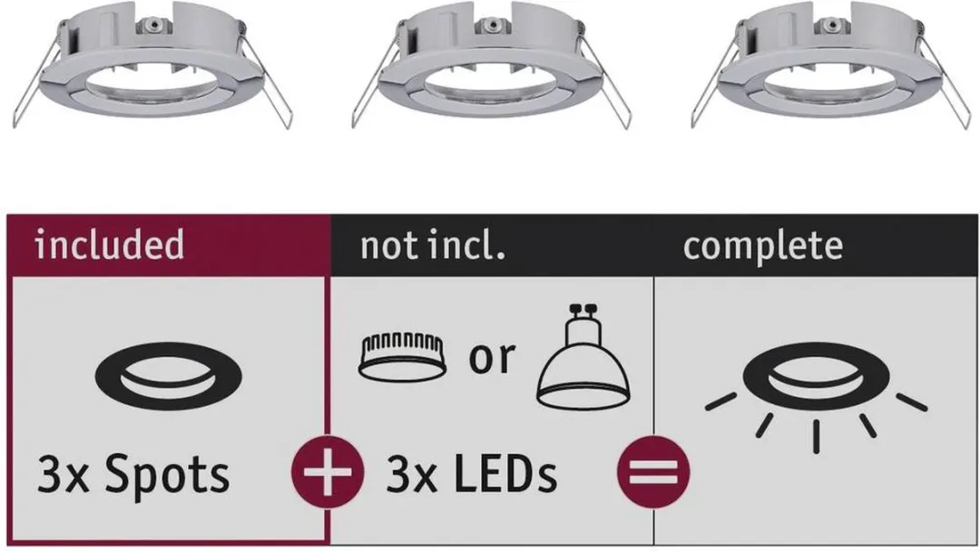 Paulmann Choose Basisset Inbouwlamp 3x10W 78mm - Chroom - afbeelding 6 van 6