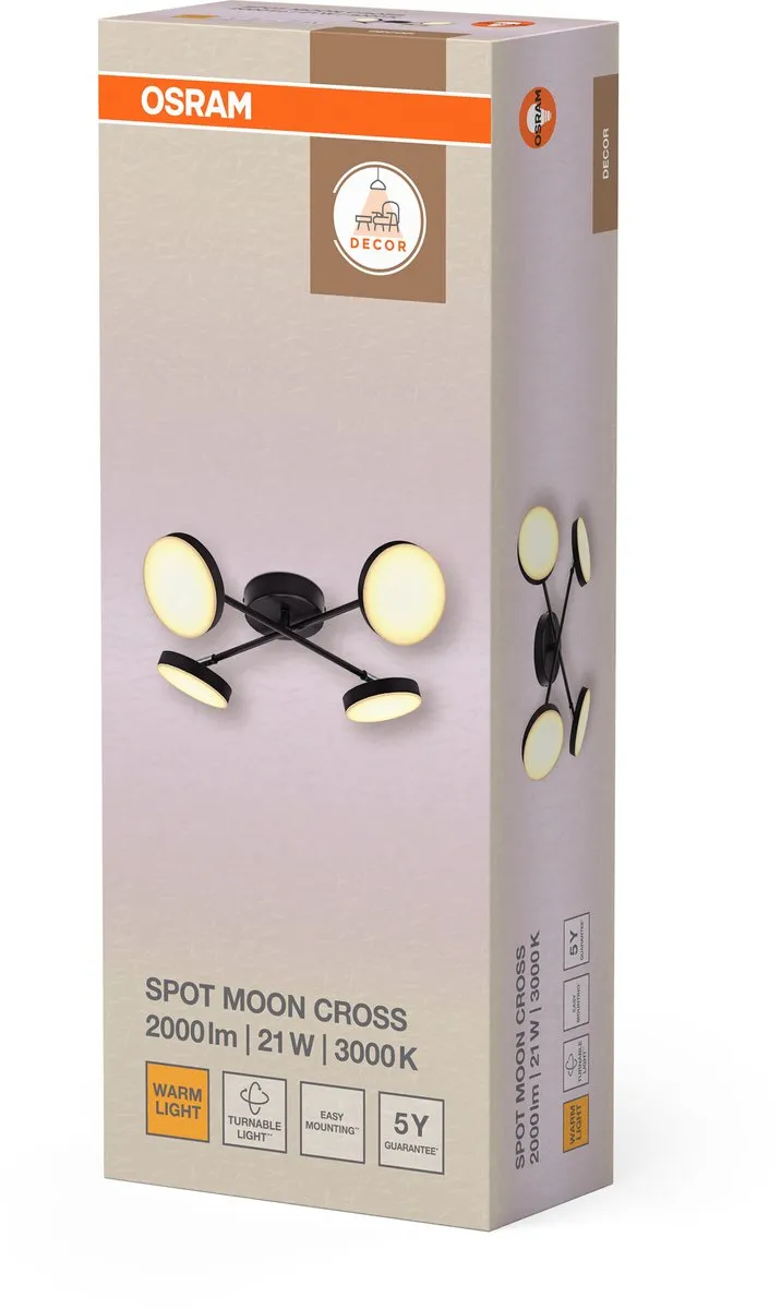 Osram Decor Spot Moon 4Spot Cross 21W LED - Zwart