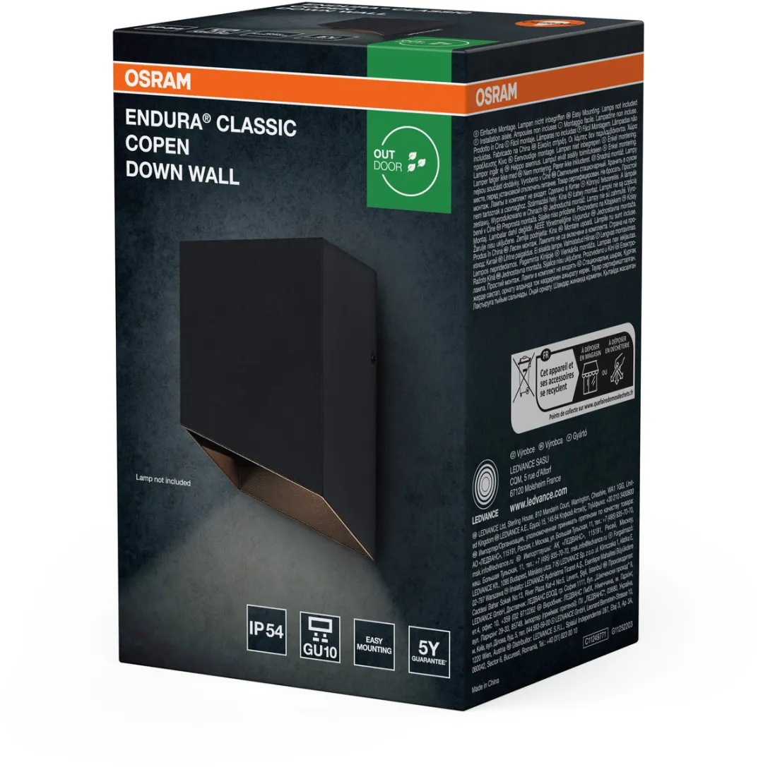 Osram Endura Classic Copen Down Wall GU10 IP54 - 1 Stuk - Donkergrijs