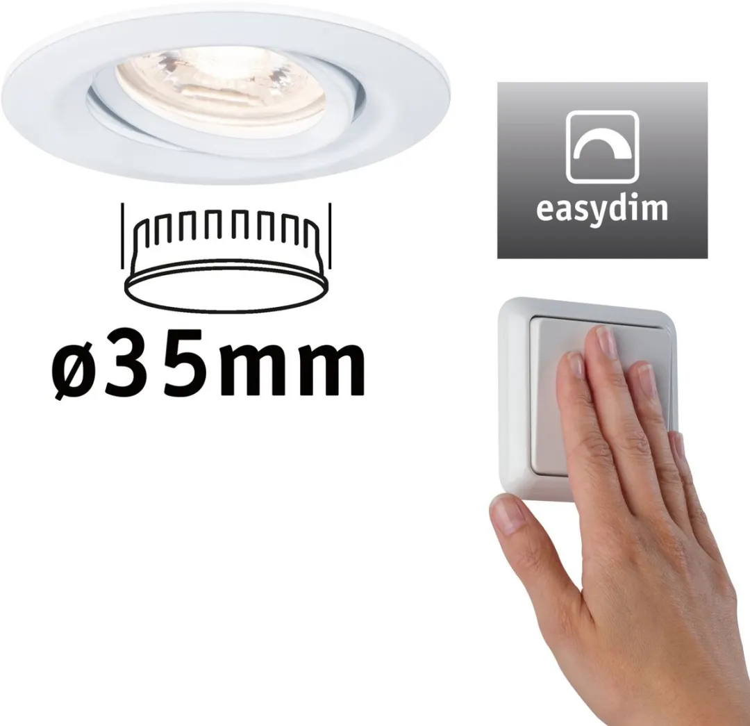 Paulmann LED-inbouwlamp Easy Dim Nova Mini Plus Coin 4,2W 300lm - Ø66mm - 2700K Wit mat