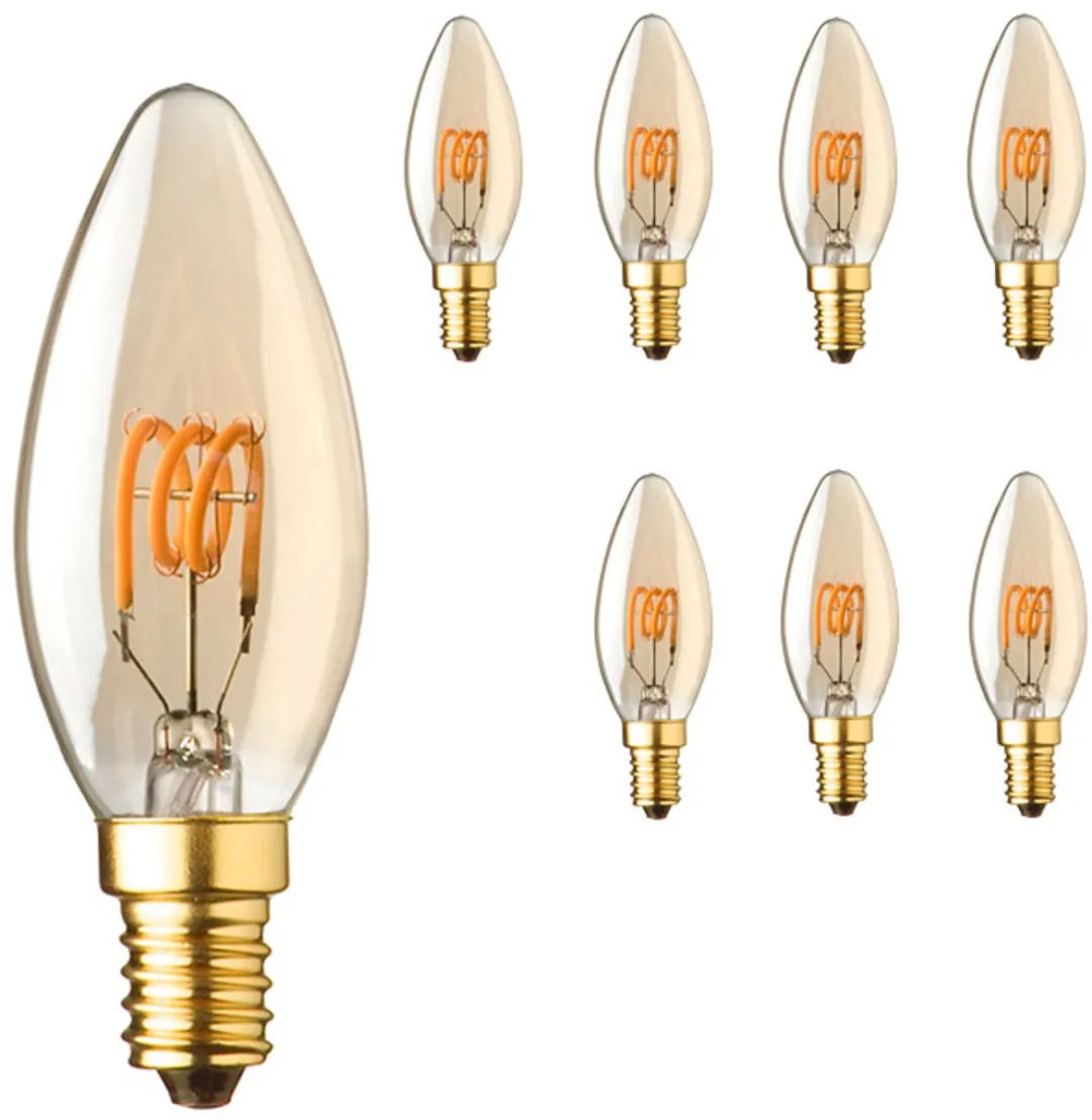 Lybardo E14 Kaarslamp 2.3W 8 Stuks - 2000K Warm Wit - Amber