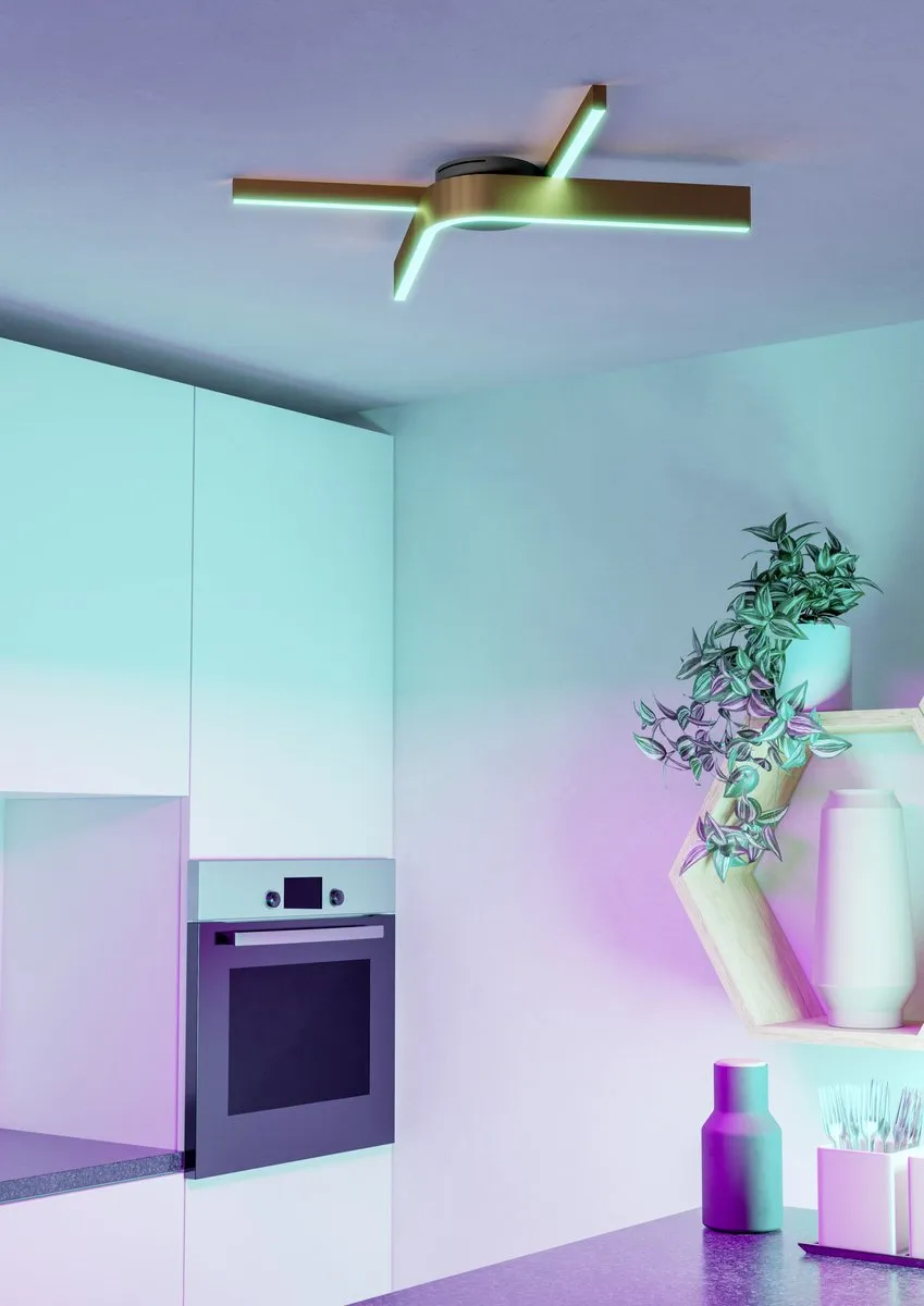 EGLO connect.z Folcino-Z Smart Plafondlamp 64cm - Zwart/Goud/Wit