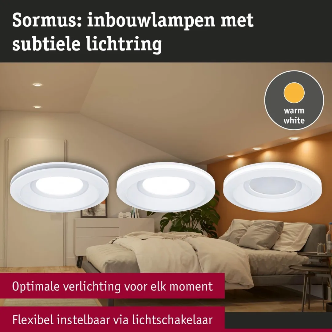 Paulmann LED-inbouwlamp Sormus Set 3x4,8W 300lm 100mm - IP65 - 3000K Wit