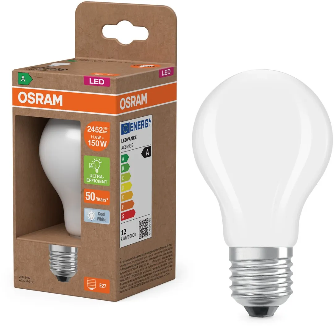 Osram LED Peer Filament E27 11.6W 2452lm Koel Wit