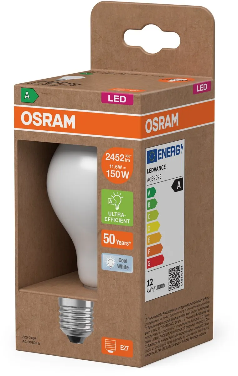 Osram LED Peer Filament E27 11.6W 2452lm Koel Wit