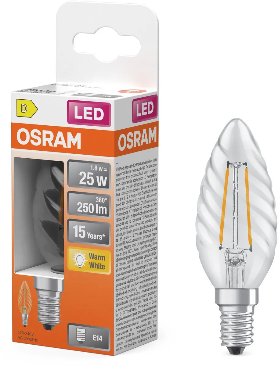 Osram LED Star Candle Spiral BW25 Filament - 2700K 1,8W E14 250lm