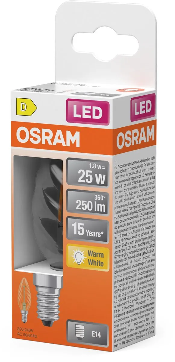 Osram LED Star Candle Spiral BW25 Filament - 2700K 1,8W E14 250lm