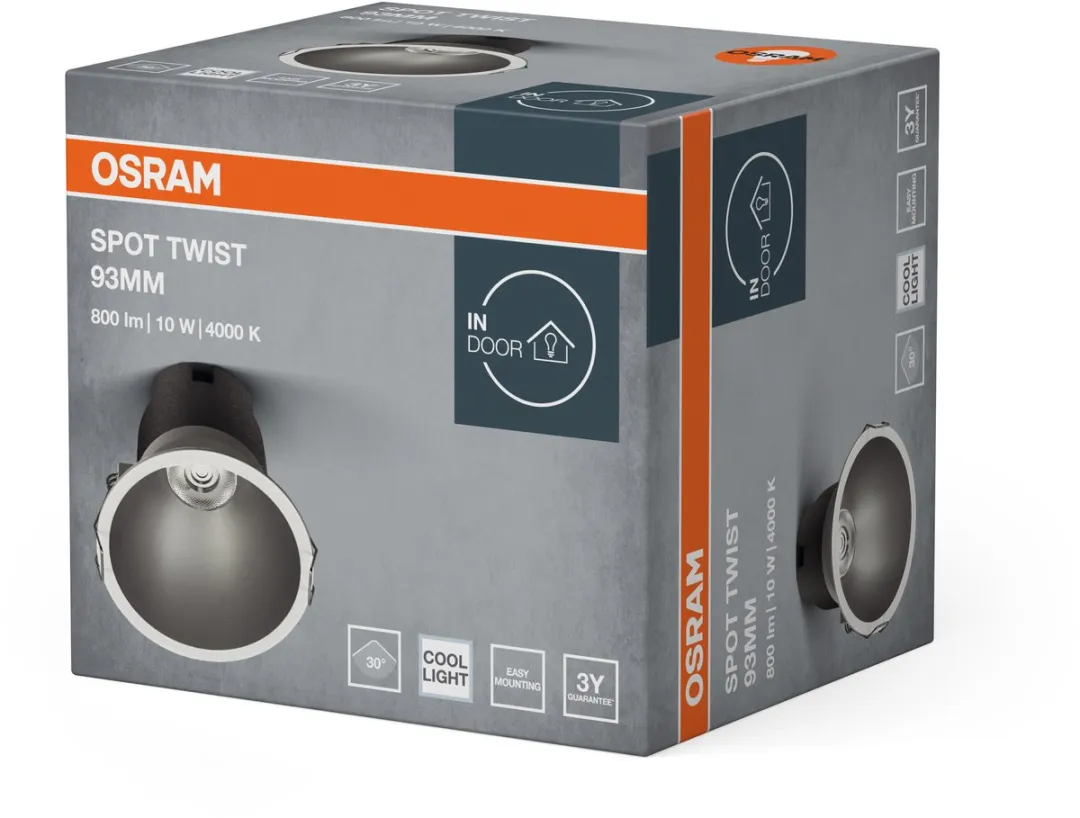 Osram Spot Twist Inbouwdownlight 10W 800lm - 93mm - Zilver