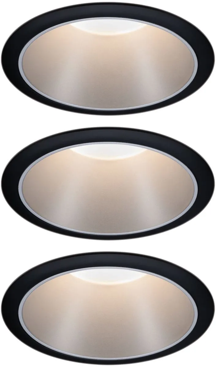 Paulmann LED-inbouwlamp 3-Step-Dim Coin Set 3x6W - 3x470lm - IP44 - 2700K - Zwart/Zilver