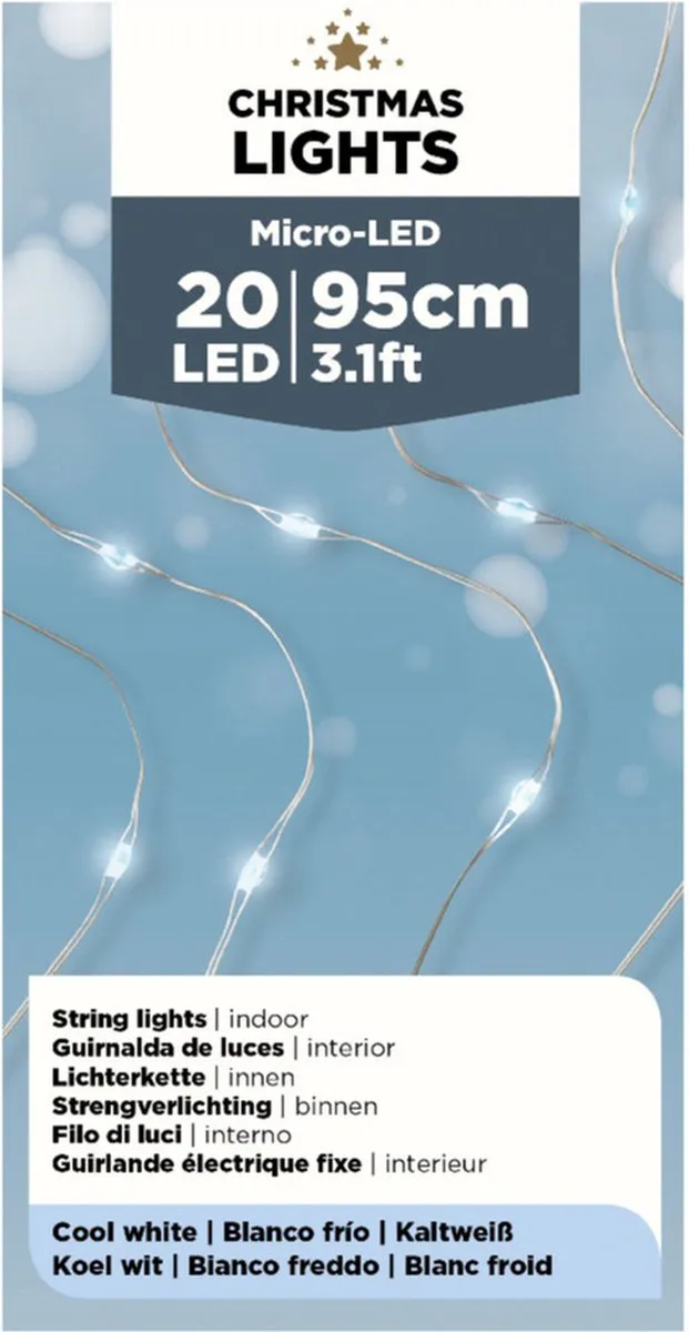 Lumineo Draadverlichting 20 LED - 95cm - Zilver