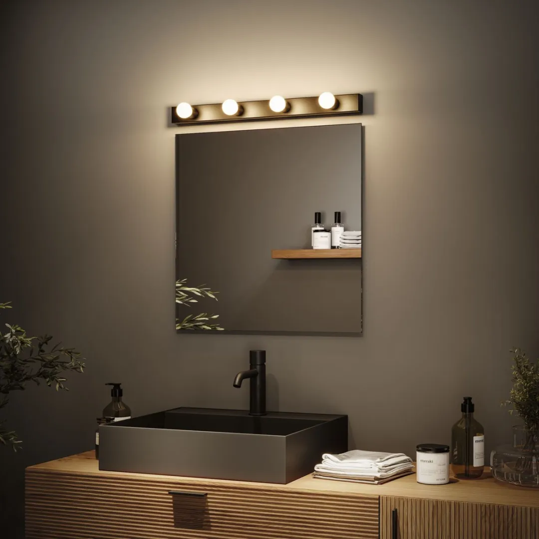 Paulmann Regula II LED-spiegellamp 4x4,5W 2700K - Zwart/Opaal