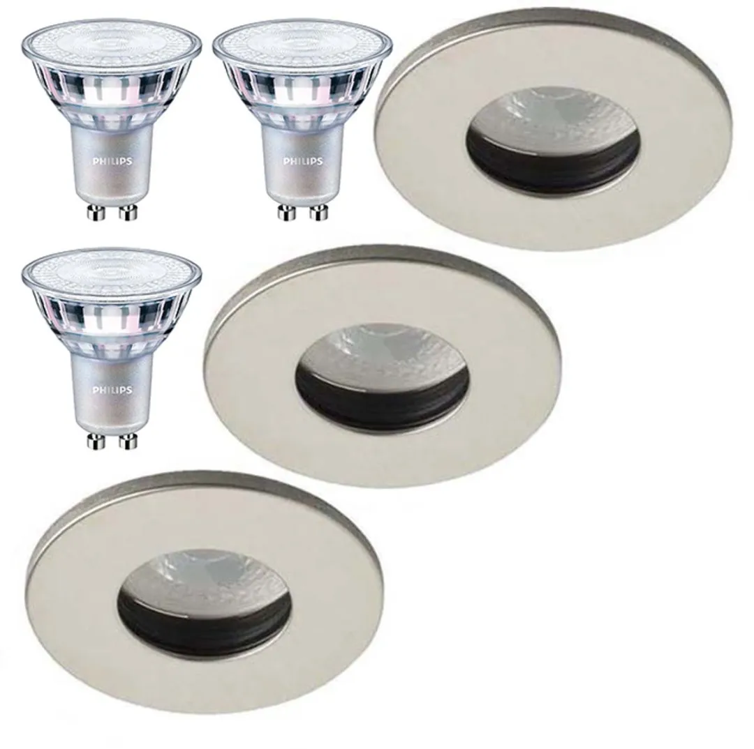 Lybardo Inbouwspots Buiten 3-pack - RVS - Philips GU10 3.5W Warmwit