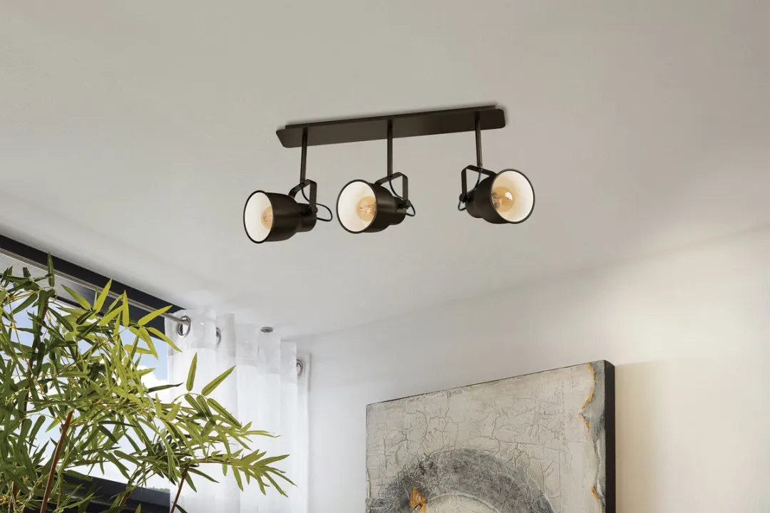 Eglo Mitchley Spot E27 - 3 Lichtpunten - 57,5 cm - Zwart/Crème