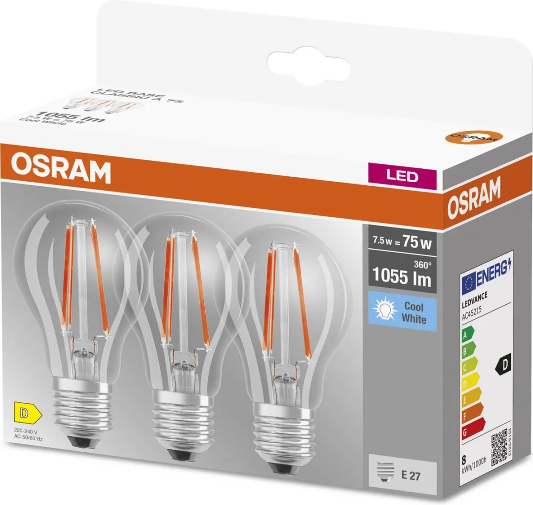 Osram LED-lamp E27 7.5W Neutraalwit - 3 Stuks - afbeelding 6 van 6