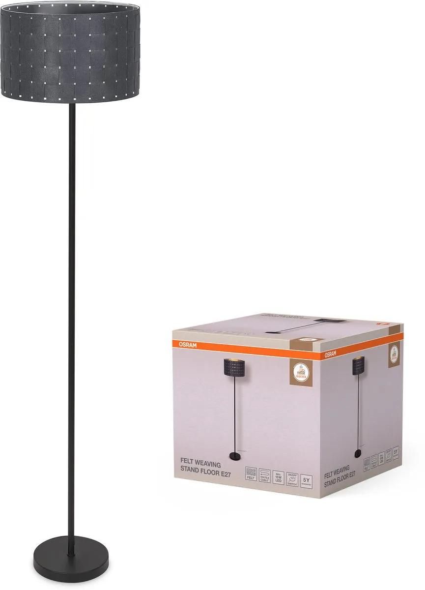 Osram Decor Felt Weaving Vloerlamp - Donkergrijs - 156cm