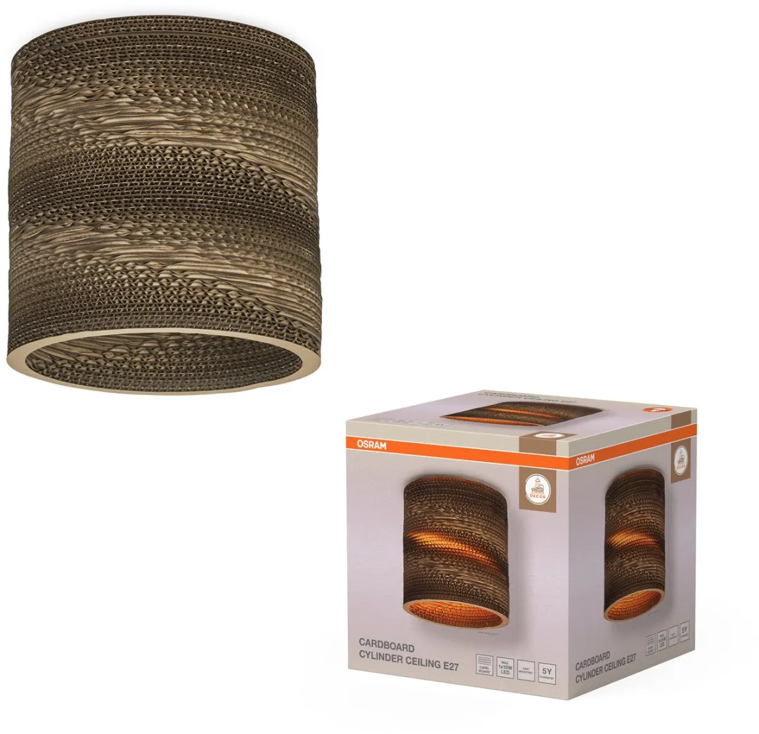 Osram Decor Karton Cilinder Tafellamp - E27 - Ø25cm - Bruin