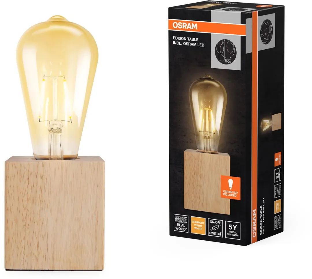 Osram Edison E27 Tafellamp 2,5W 2400K - 220 Lm - Houtbruin