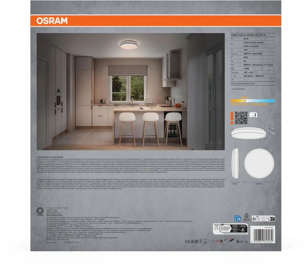 Osram Orbis Gisela LED Plafondlamp 385mm - 24W - Zilver
