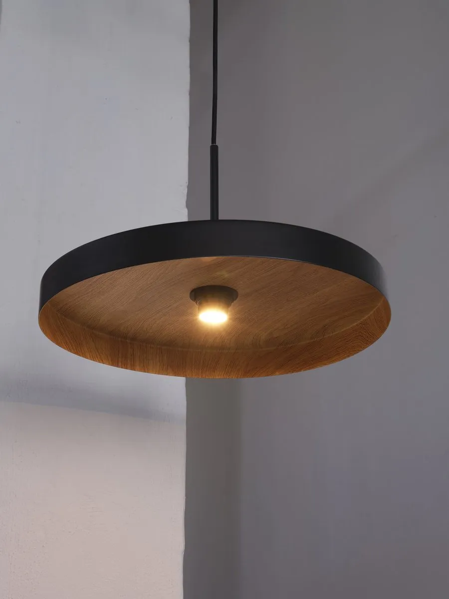 Osram Decor Plate Hanglamp E27 400mm - Zwart/Houtlook