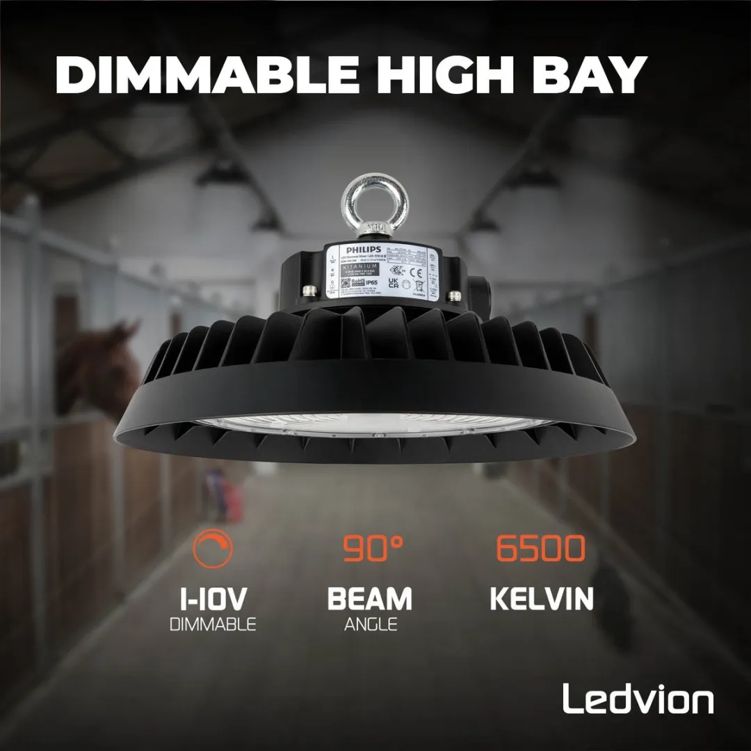 Ledvion LED High Bay 200W - 6500K - 185lm/W IP65 Zwart