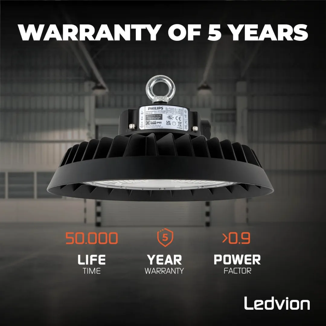 Ledvion LED High Bay 200W - 6500K - 185lm/W IP65 Zwart