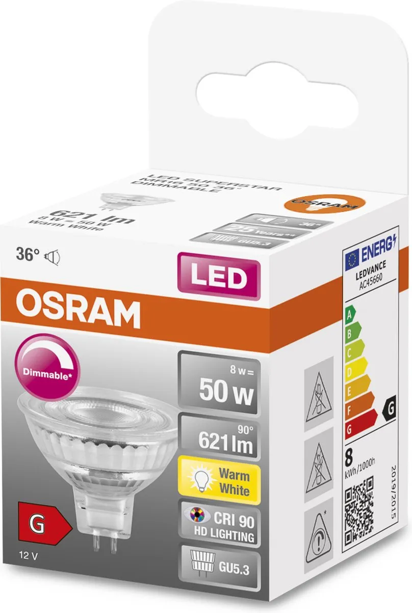 Osram LED Spot GU5.3 8W 621lm Warm Wit Dimbaar - afbeelding 6 van 6