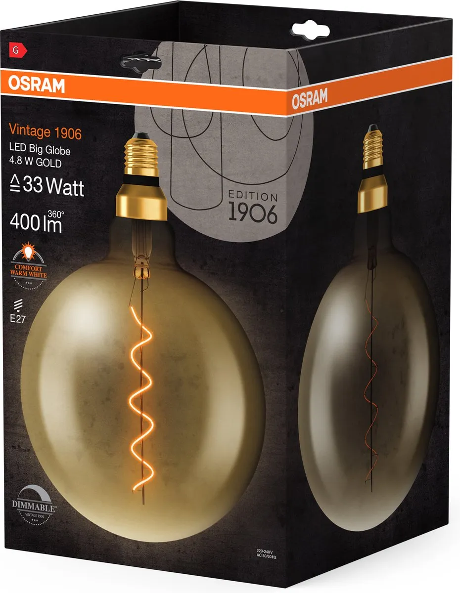 Osram LED Globe E27 4.8W Warmwit - Ø20cm
