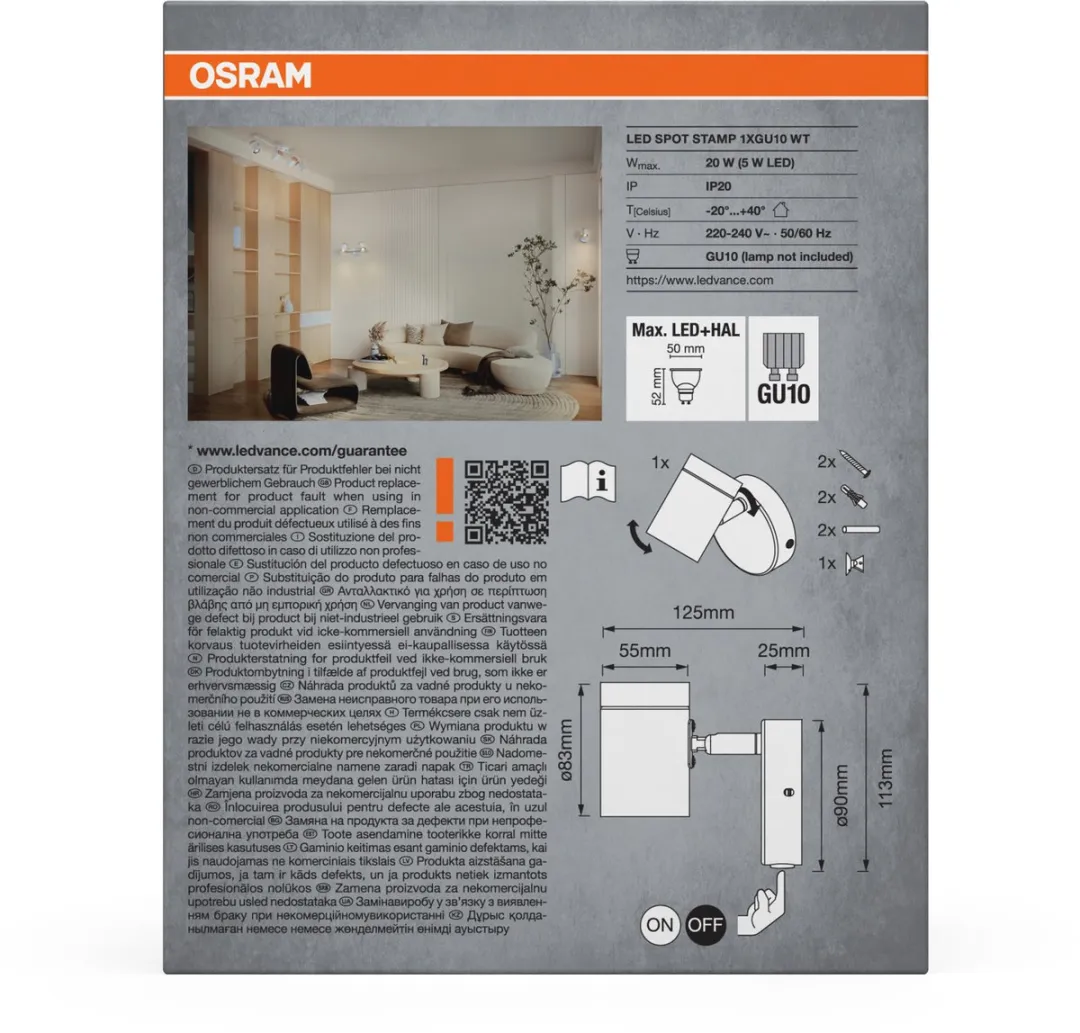 Osram LED Spot Stamp plafondlamp GU10 - Wit/Hout