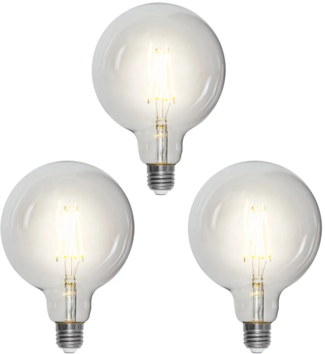 3-Pack | G125 Globelamp - E27 - 7.5W - Extra Warm Wit - 2700K - Dimbaar - Filament - Helder