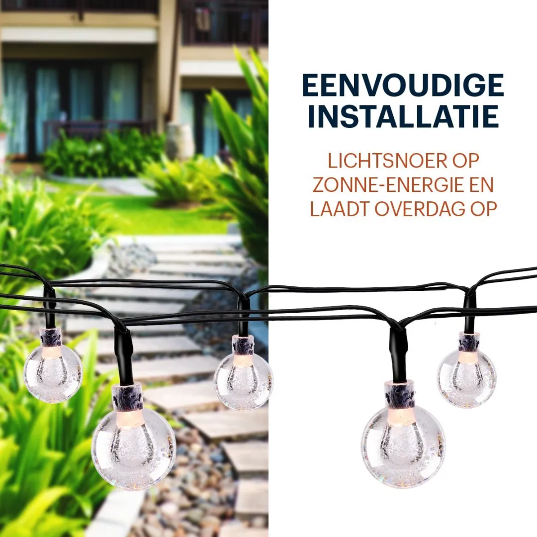 Grundig Solar Lichtslinger 6,9m - 50 LED Bollen - Zwart