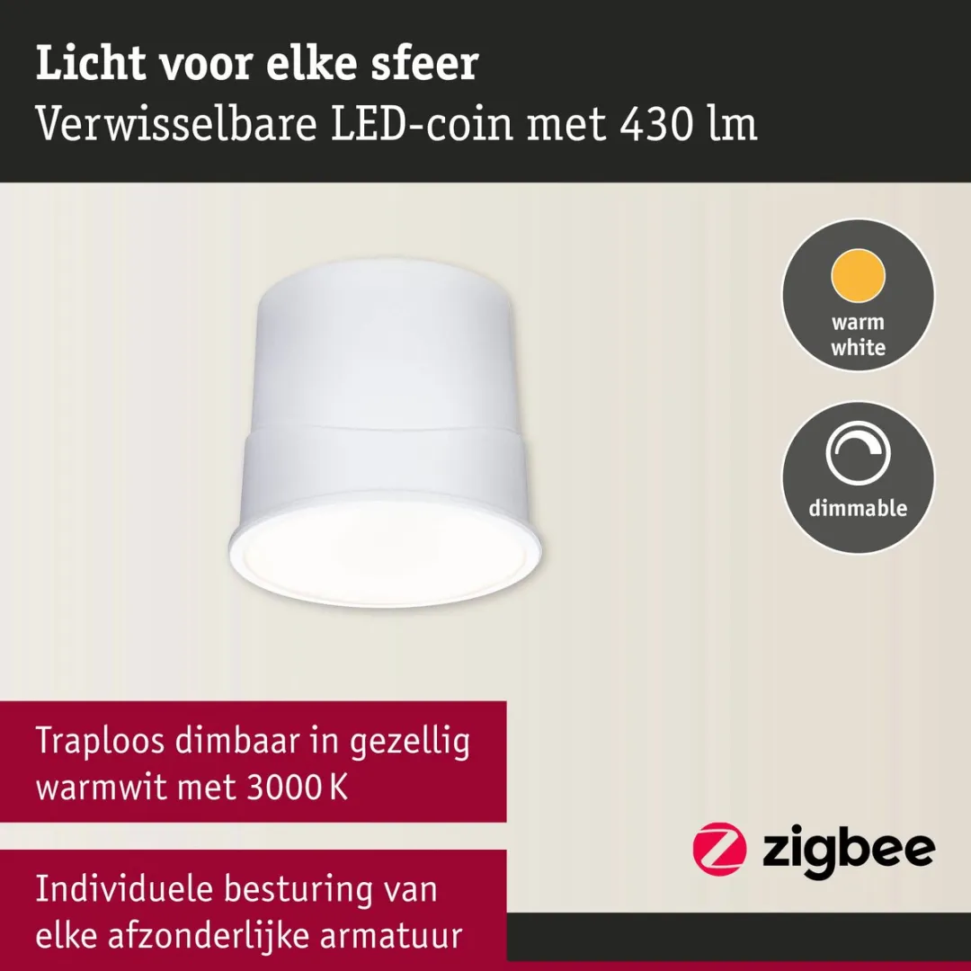 Paulmann LED-module Zigbee 3.0 Coin 4,9W 430lm 3000K - Satijn