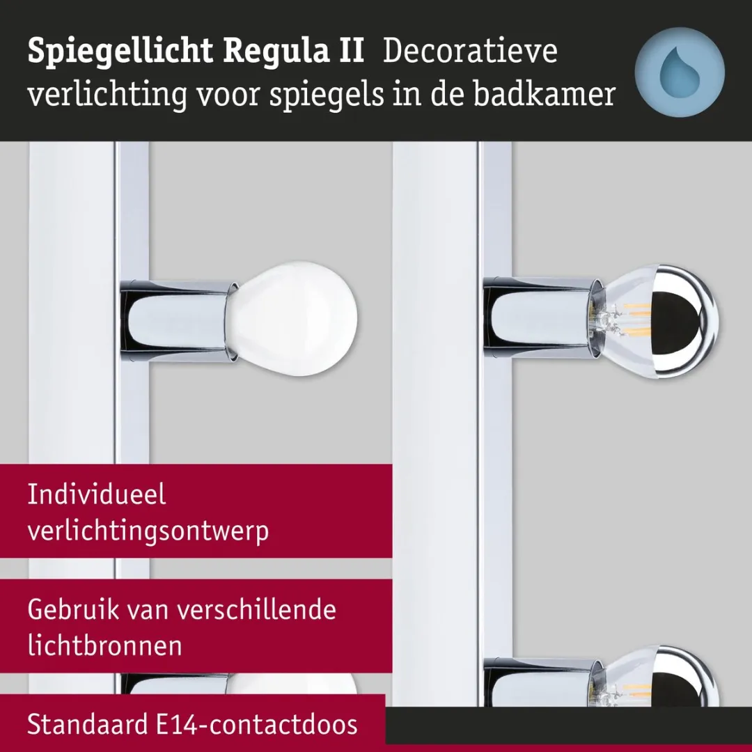 Paulmann LED Spiegellamp Regula II IP44 - 3x40W - Chroom