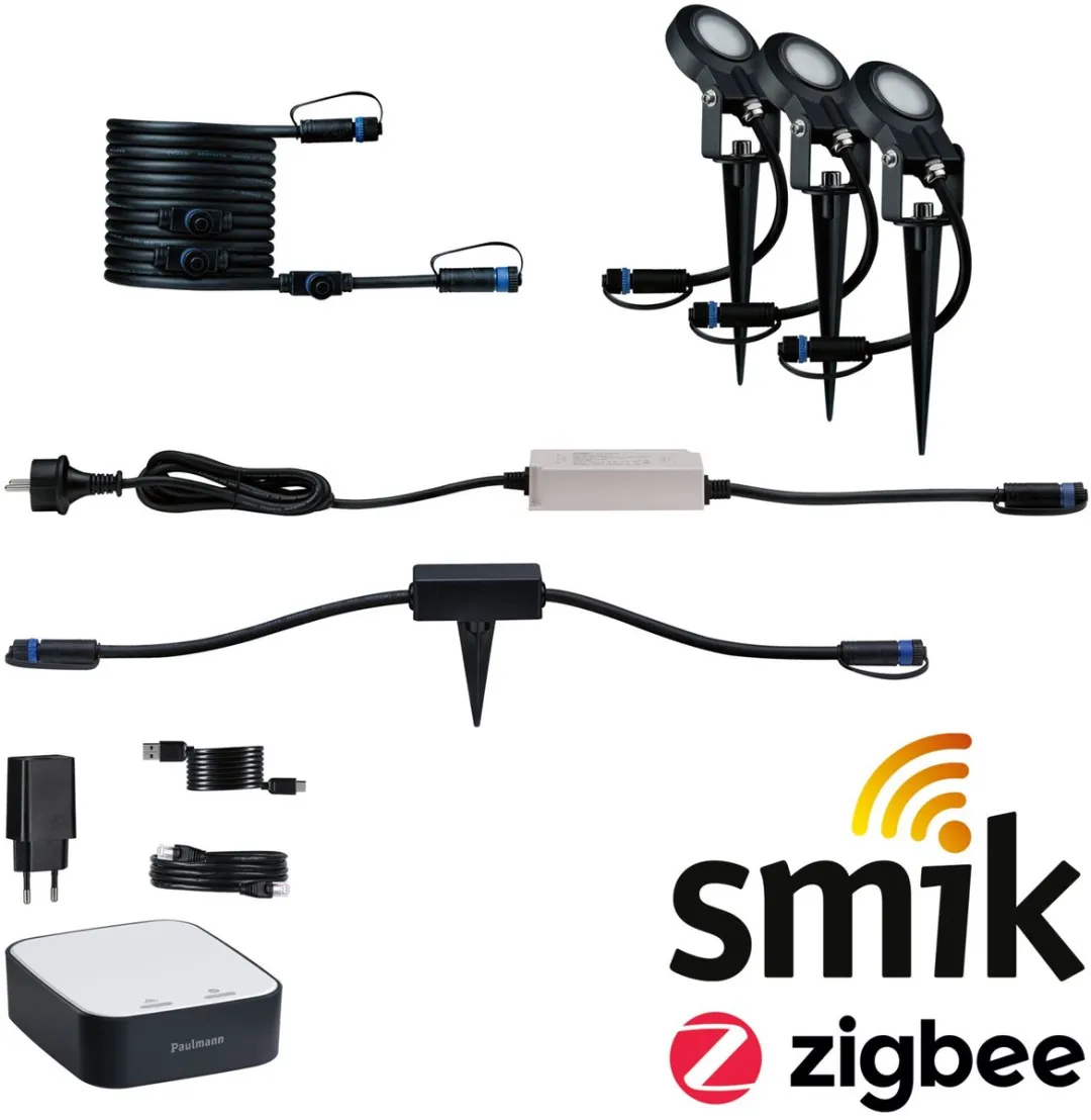 Paulmann Plug & Shine Smart Home Startset Sting 3x6,4W 3000K - Wit/Antraciet