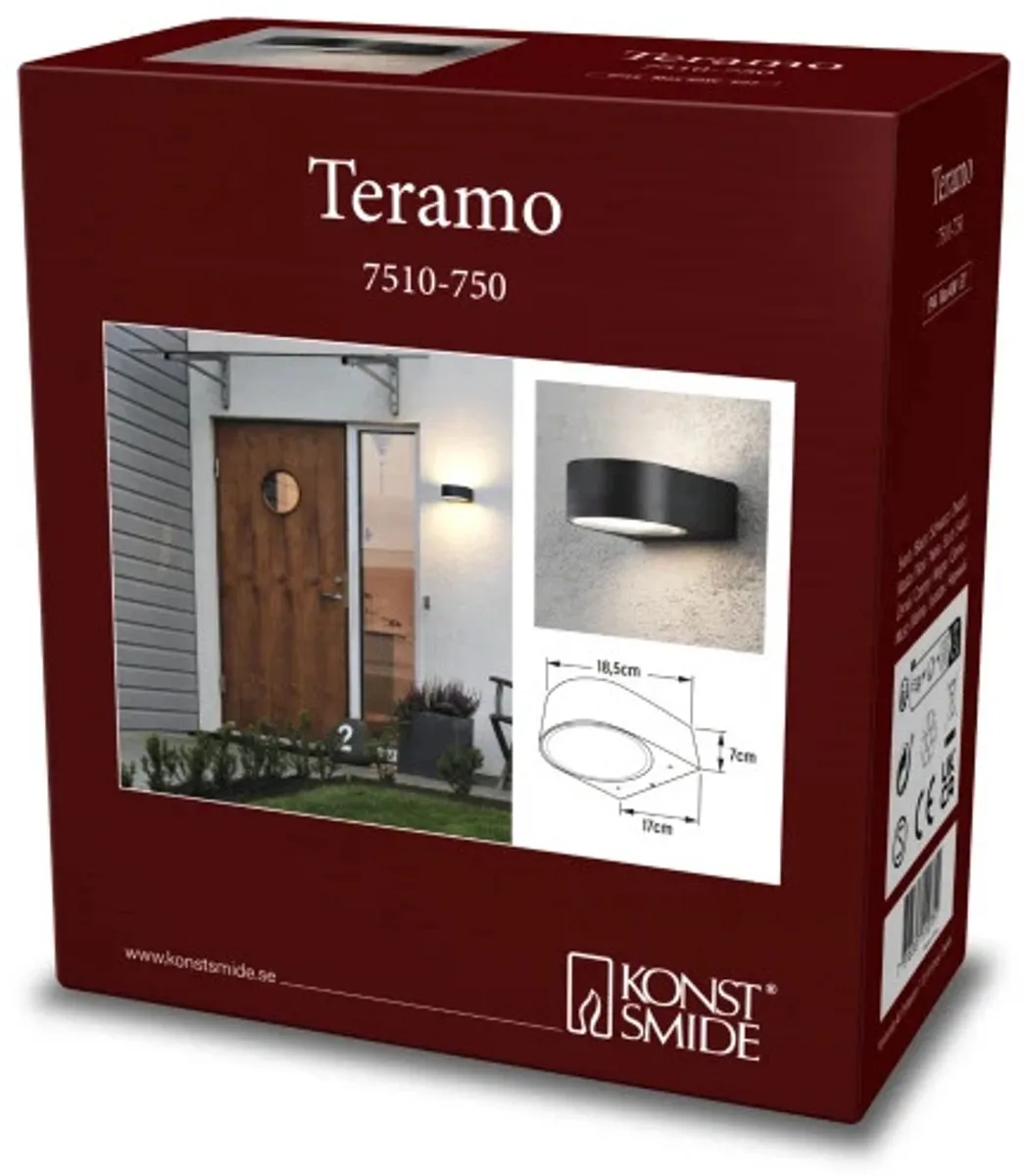Konstsmide Teramo Wandlamp E27 40W - Matzwart