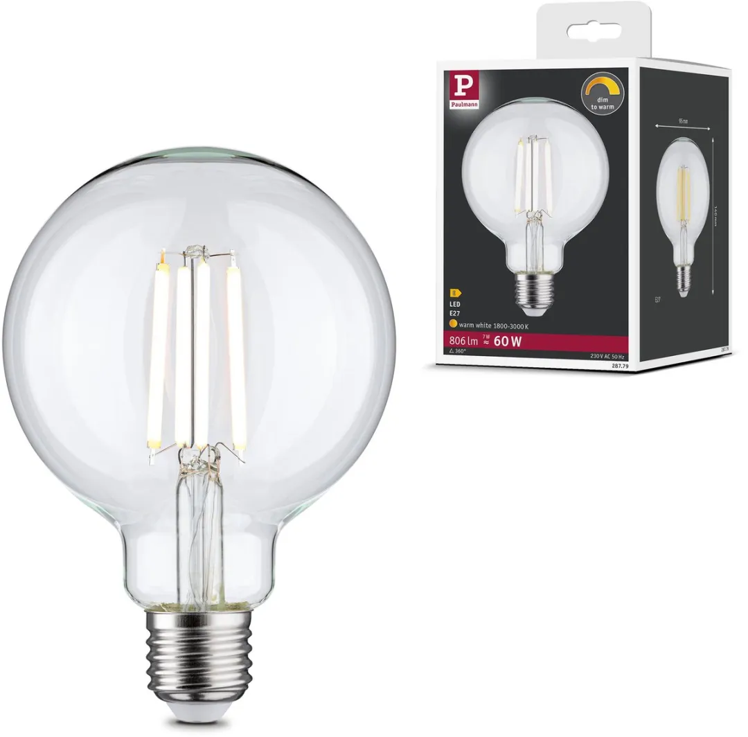 Paulmann Filament LED Globe G95 E27 7W 806lm - Dimbaar Warm Wit
