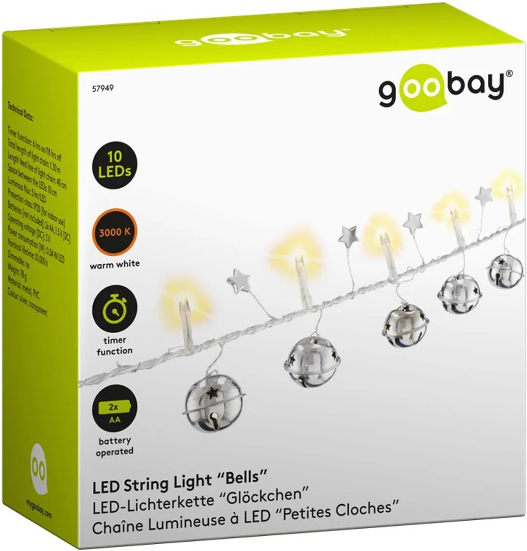 Goobay 57949 LED Lichtsnoer 1.3m - 10 Lampen Warm Wit