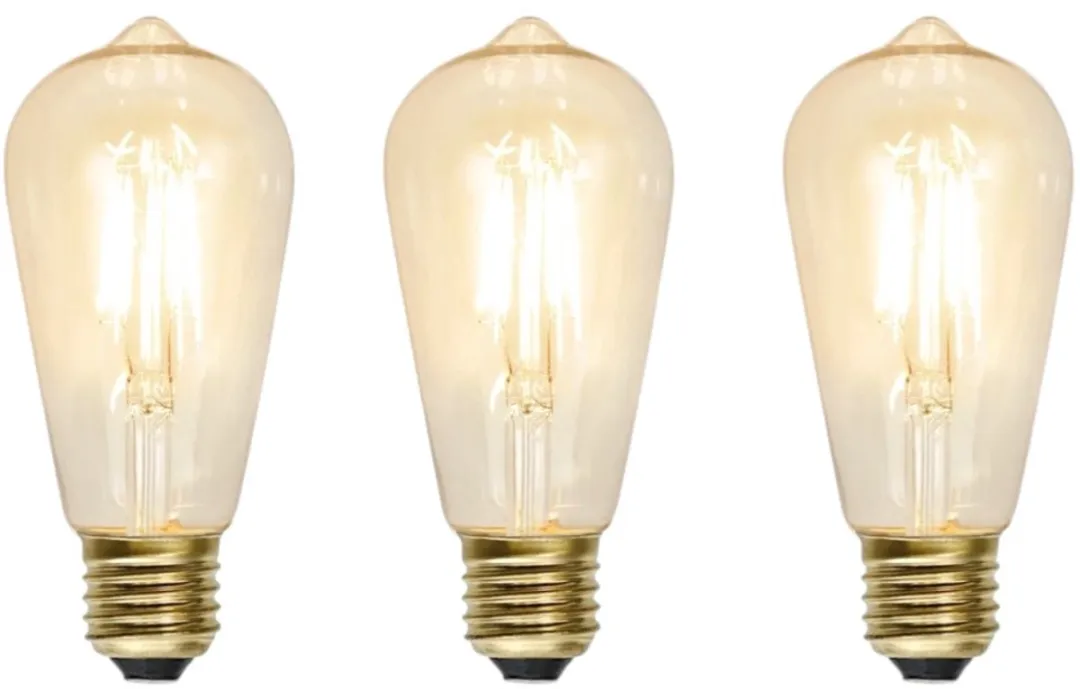 Star Trading Druppel-Edison Lamp E27 1.6W - 3 Stuks