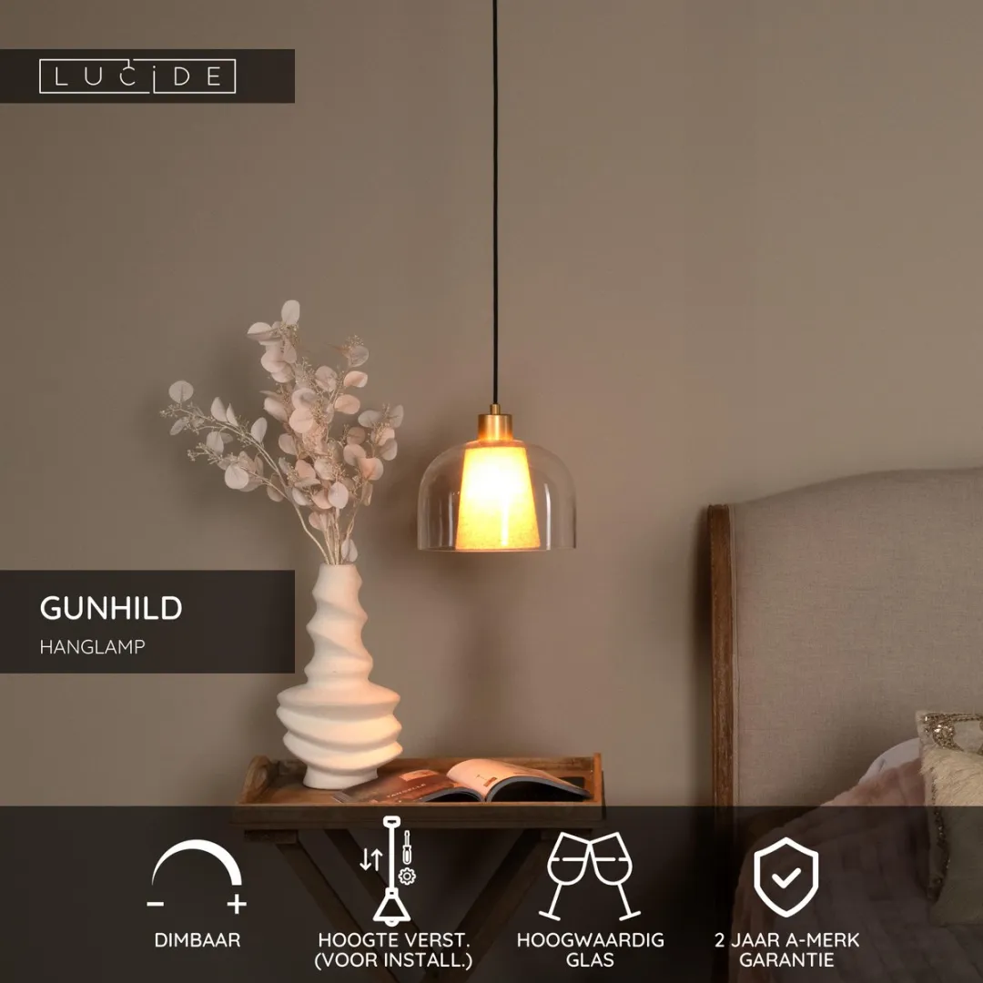 Lucide Gunhild Hanglamp Ø24cm - 3xE27 Transparant - afbeelding 6 van 6