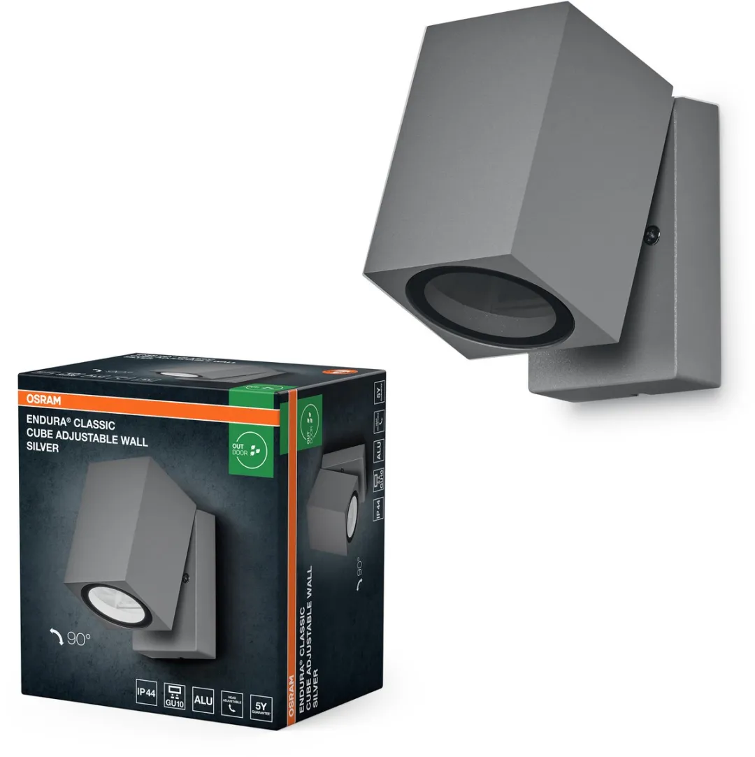 Osram Endura Classic Cube Wandlamp Zilver GU10 IP44