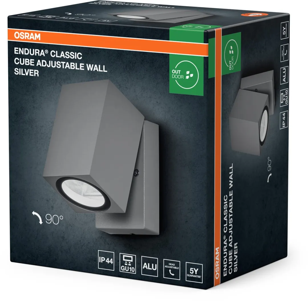 Osram Endura Classic Cube Wandlamp Zilver GU10 IP44 - afbeelding 6 van 6