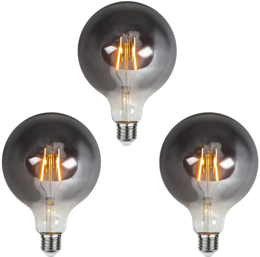 Star Trading G125 Globelamp 3 Stuks - 1.8W Super Warm Wit - Rookglas