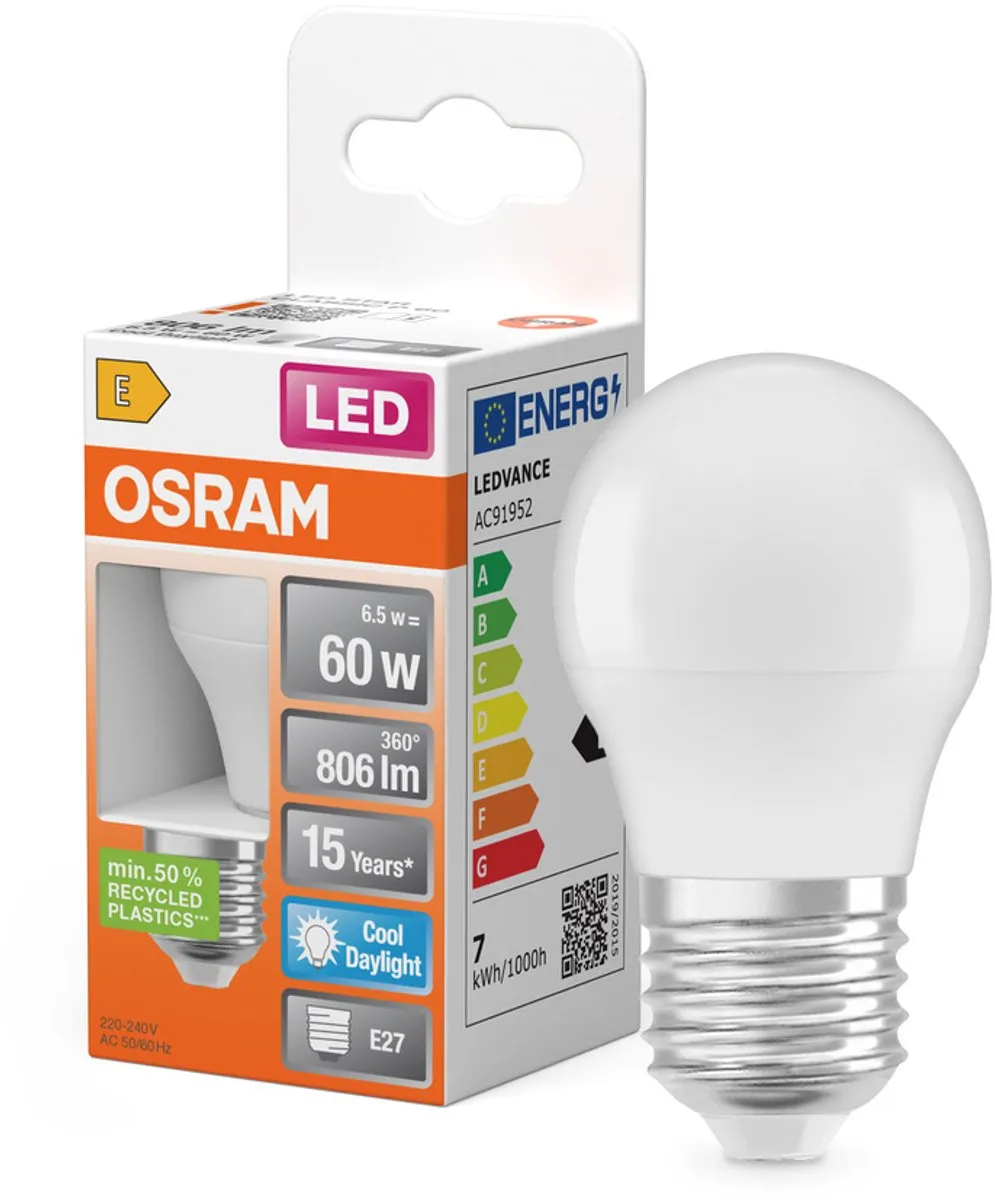 Osram LED Miniball 7.5W E27 - 6500K Mat Wit